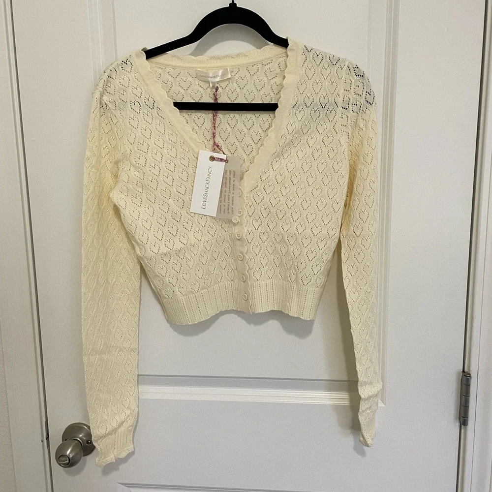 NWT LoveShackFancy Janie Cropped Cardigan - Picture 3 of 5